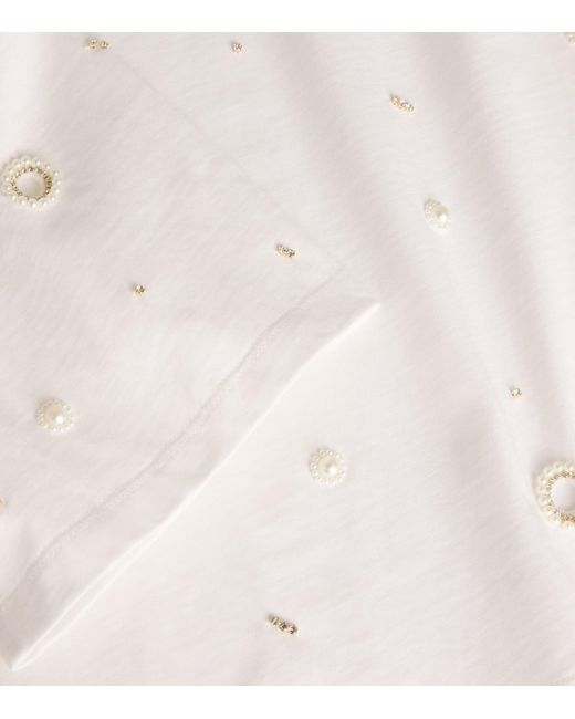 Sandro White Cotton Embellished T-Shirt