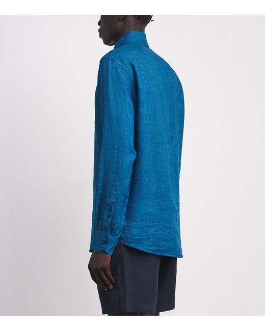 Frescobol Carioca Blue Linen Antonio Shirt for men