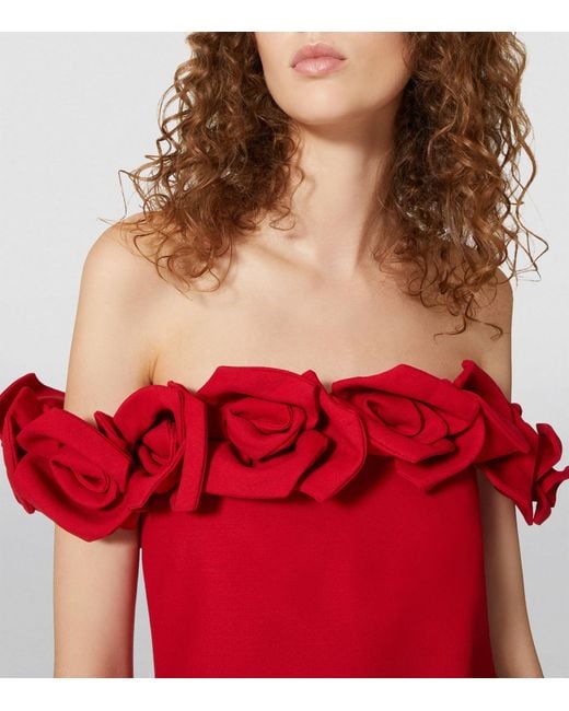 Valentino Garavani Red Rose-detail Mini Dress