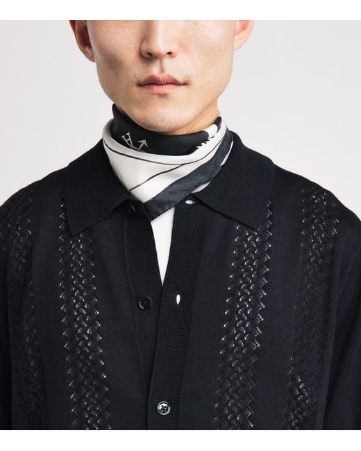 NN07 Black Wool-Blend Knitted Polo Shirt for men