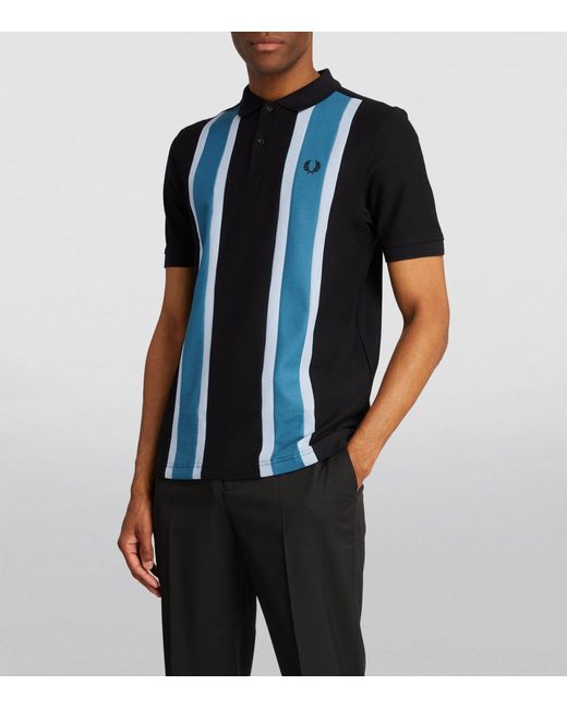 Fred Perry Black Striped Polo Shirt for men