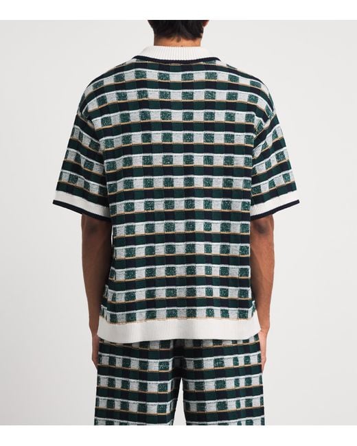 Casablanca Green Cotton Crochet Mosaic Shirt for men