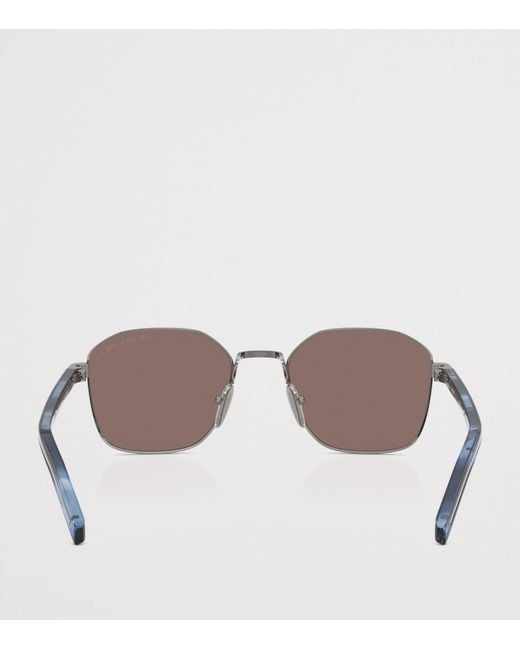 Prada Brown Metal Geometric Sunglasses for men