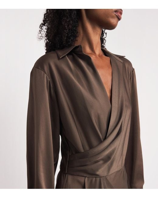 Jonathan Simkhai Brown Satin Draped Talita Midi Dress