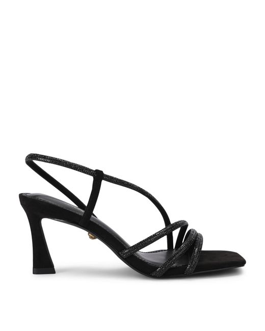 Kurt Geiger Black Leather Embellished Annabel Heeled Sandals 80