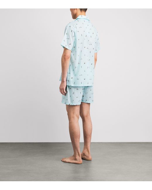 Derek Rose Blue Cotton Ledbury Pyjama Set for men