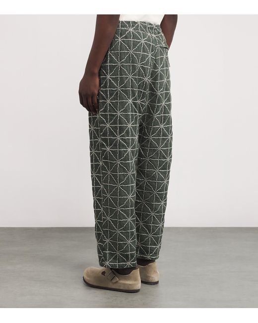 Kapital Gray Embroidered Folk Dojo Straight Trousers for men