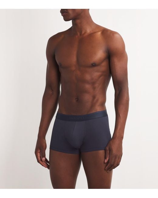 Sunspel Blue Stretch-Cotton Trunks for men