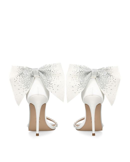 Steve Madden White Bellarosa Bow-embellished Heeled Satin Sandals