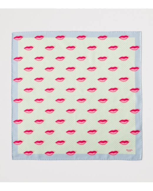 Prada Green Silk Twill Printed Scarf