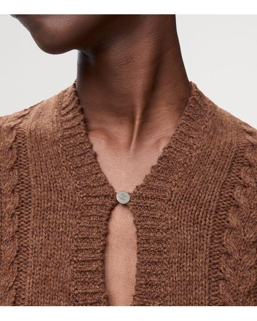 Loewe Brown Wool Cable-Knit Sweater