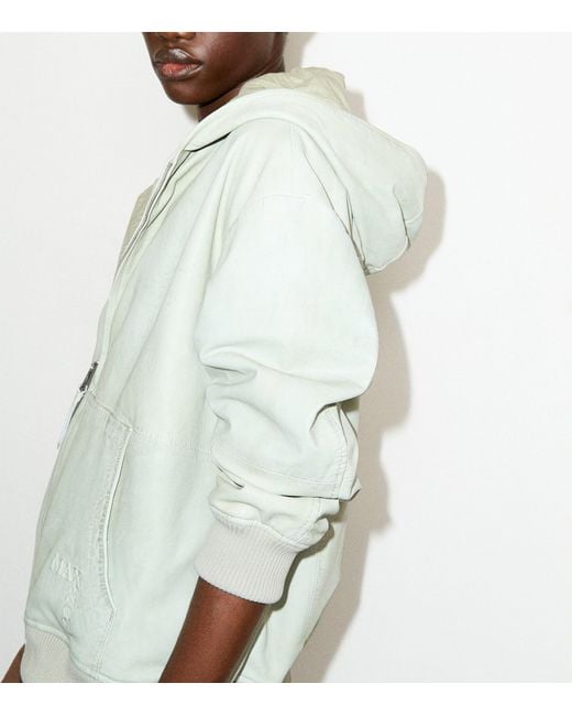 MAX&Co. Green Leather Bomber Jacket