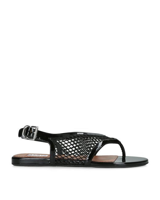 Alaïa Black Patent Leather Fishnet Sandals