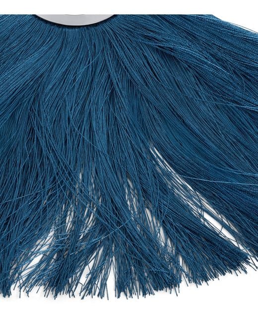 Alaïa Blue Fringe Pendant Hoop Earrings