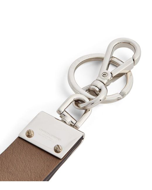 Giorgio Armani White Leather Keychain