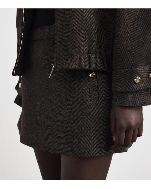 Maje Black Wool-Blend Mini Skirt