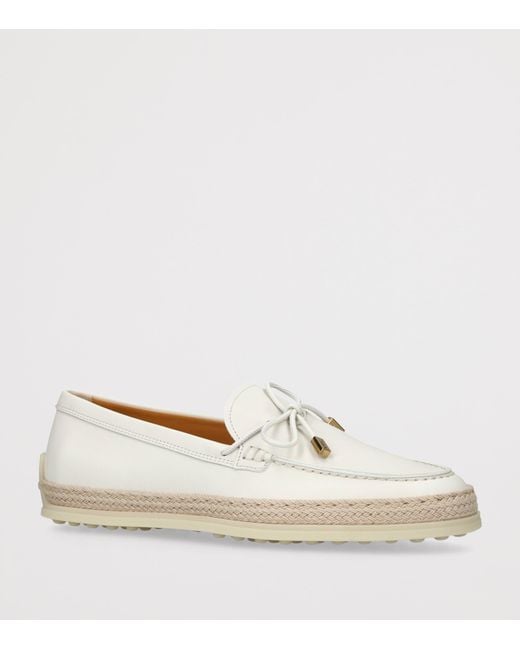 Tod's White Suede Laccetto Loafers 20
