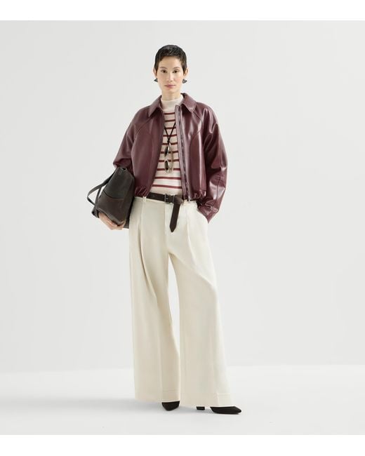 Brunello Cucinelli Purple Nappa Leather Jacket