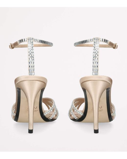 ALEVI Metallic Satin Embellished Penelope Heeled Sandals 80