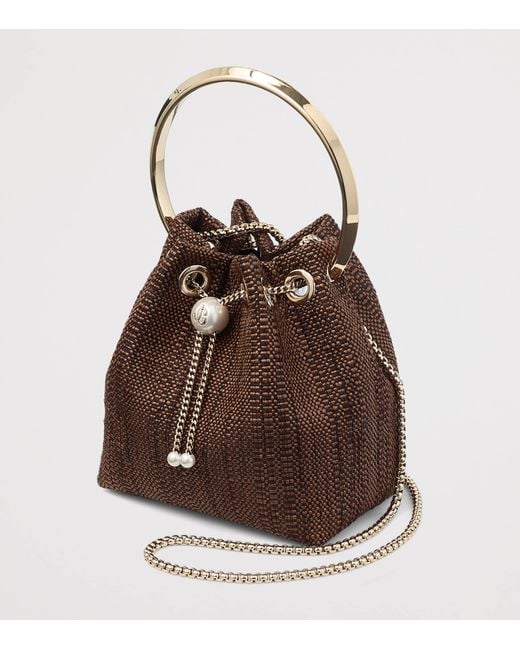 Jimmy Choo Brown Bon Bon Woven Top-Handle Bag