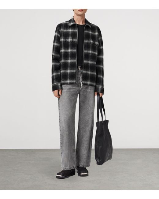 AllSaints Black Organic Cotton Check Bayo Jacket for men