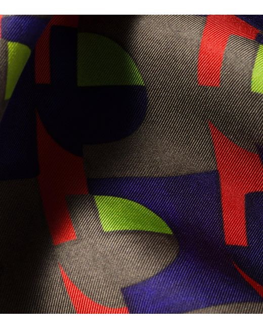 Miu Miu Blue Silk Printed Scarf