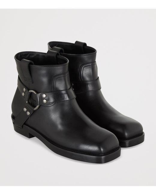 Balmain Black Leather Biker Ankle Boots for men