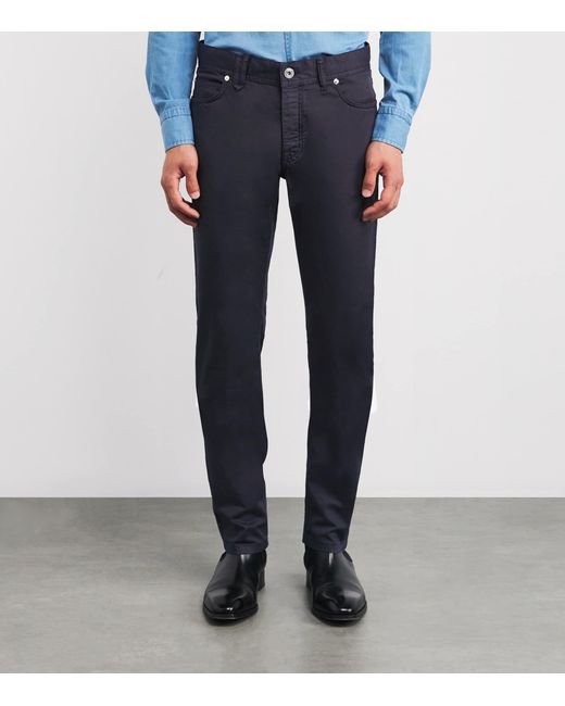 Brioni Blue Stretch-Cotton Chinos for men