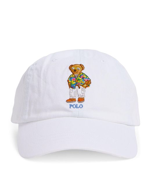 Polo Ralph Lauren White Cotton Polo Bear Baseball Cap for men