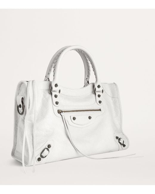 Balenciaga White Medium Lambskin Le City Top-Handle Bag