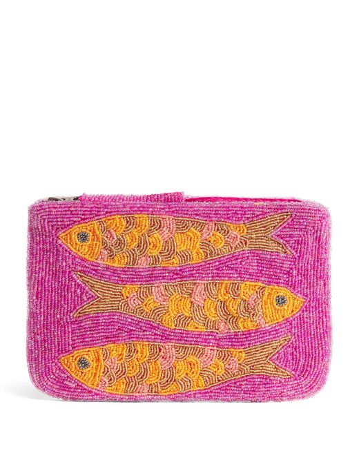 The Jacksons Pink Beaded Fish Clutch Bag