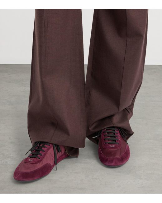 Prada Purple Re-Nylon And Suede Collapse Sneakers for men