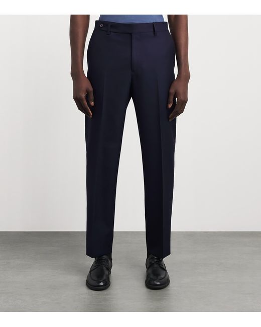 Corneliani Blue Virgin Wool Slim Trousers for men