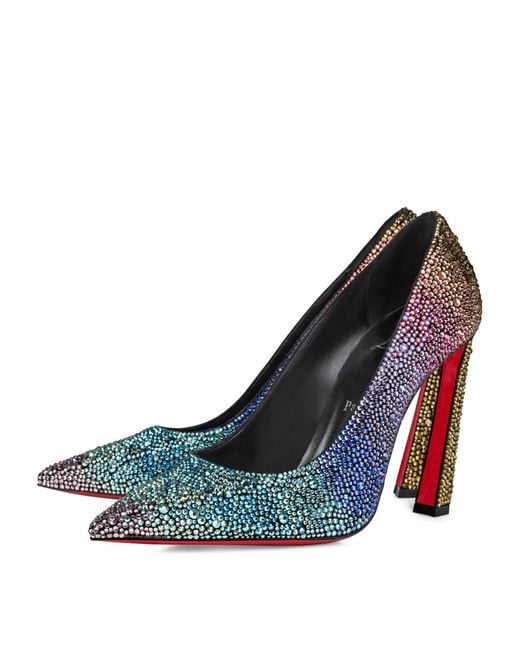 Christian Louboutin Blue Condora Strass Rainbow Pumps 100