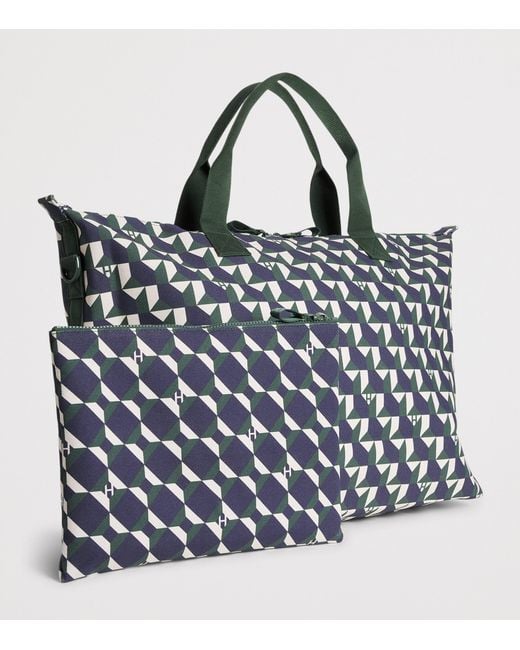 Harrods Blue Geo Clash Packable Overnight Tote Bag
