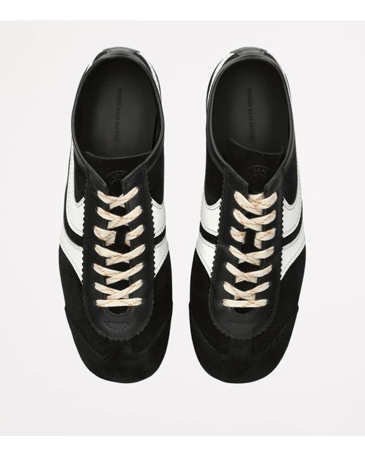 Dries Van Noten Black Suede Low-Top Sneakers for men