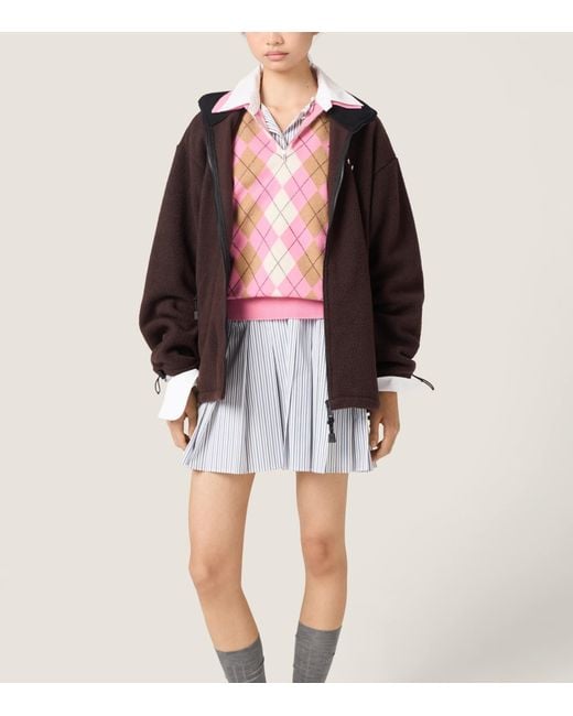 Miu Miu Brown Fleece Zip-Up Jacket
