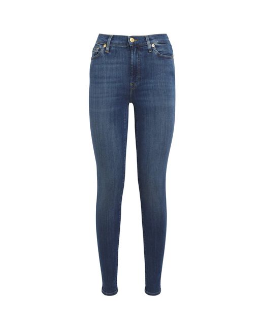 7 For All Mankind Blue Calie Mid-Rise Straight Jeans