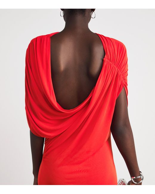 Alex Perry Red Jersey Draped Gown