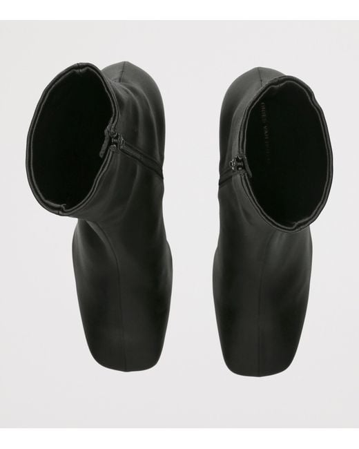 Dries Van Noten Black Leather Ankle Boots 60