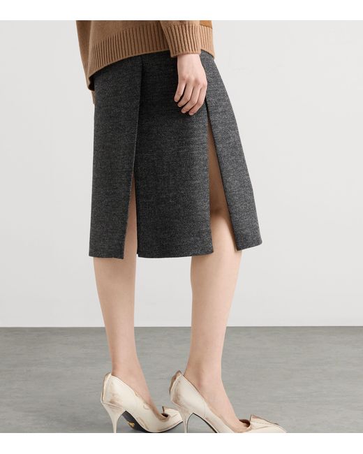 Prada Gray Rush Stitch Midi Skirt