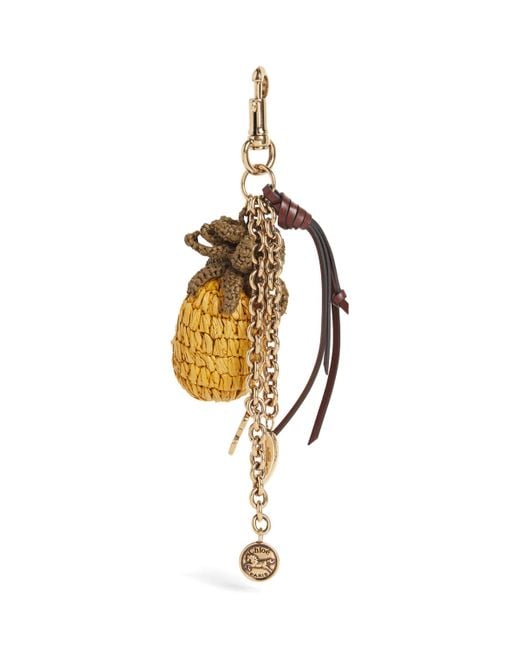 Chloé Metallic Raffia Pineapple Bag Charm