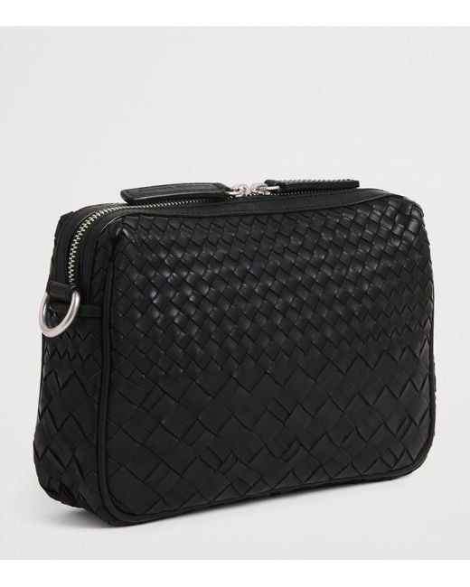 Officine Creative Black Leather Woven Armor Pouch for men