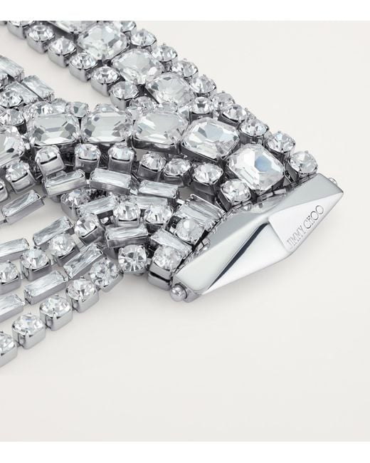 Jimmy Choo White Crystal-Embellished Zandra Bracelet