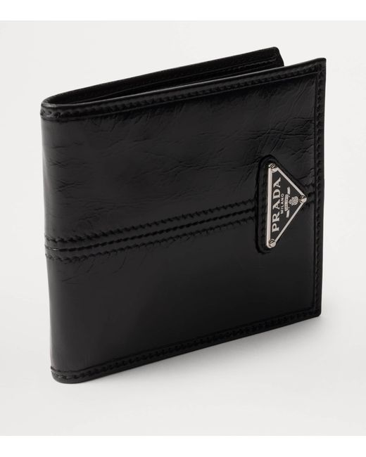 Prada Black Leather Triangle Wallet for men