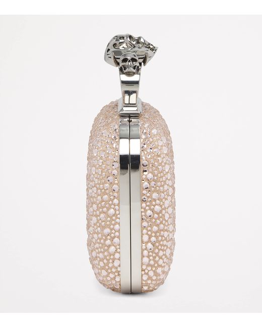 McQueen Metallic Crystal Skull Four-Ring Clutch Bag