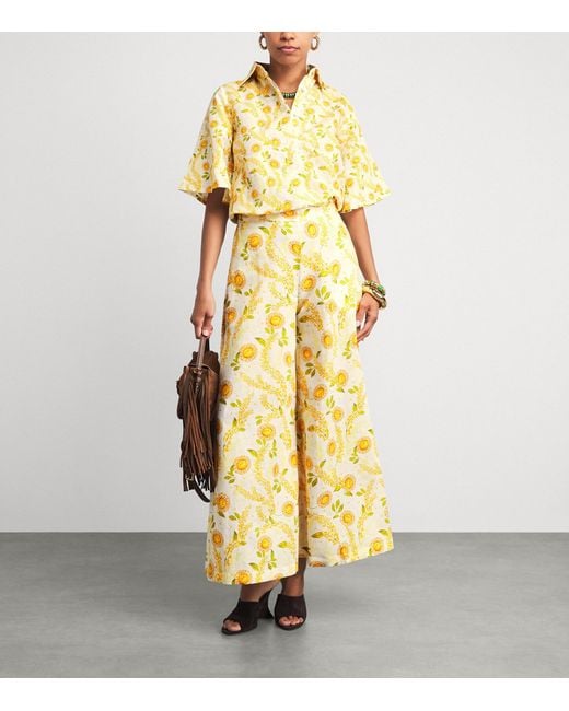 VERANDAH Metallic Linen-Cotton Floral Shirt