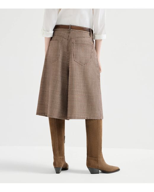 Brunello Cucinelli Brown Virgin Wool-Blend Houndstooth Bermuda Shorts