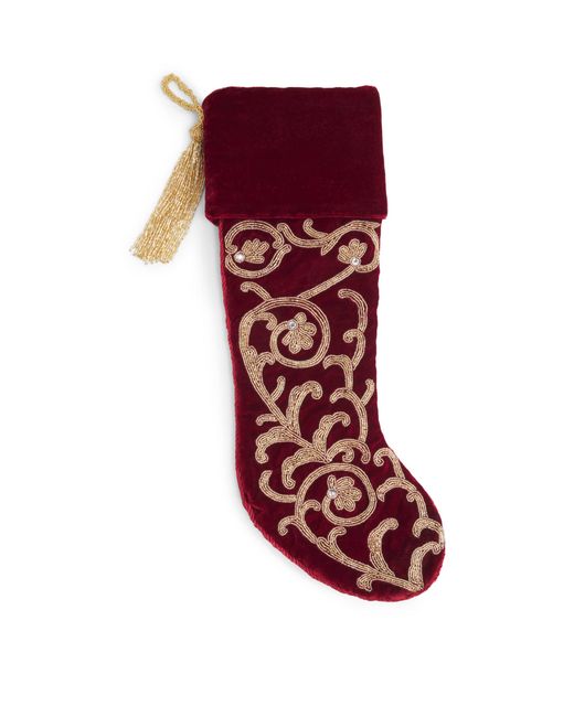Harrods Velvet Embroidered Stocking