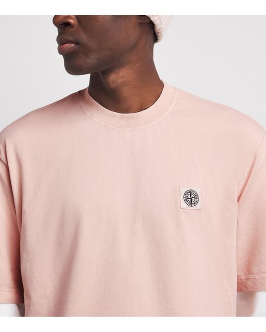 Stone Island Pink Organic Cotton Ghost T-Shirt for men